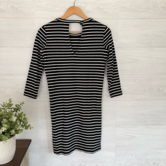 Madewell Black Stripe Key Hole Back Mini Dress 596 - Picture 8 of 8
